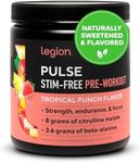 Legion Pulse, Best Caffeine Free Natural Pre Workout Supplement for Women and Men – Powerful Nitric Oxide Booster, Non Stimulant Beta Alanine, Citrulline and Alpha GPC, (Caffeine Free Tropical Punch)