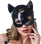 Haokaini Cat Mask for Party Enthusiasts, Women's Sexy Half Face Leather Mask, Halloween Carnival Masquerade Make Up Party Favors