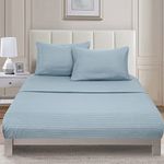 Home Beyond & HB design - 4-Piece Embossed Bed Sheets Set (Full/Double Size, Blue) - Luxury Stripe Bedding Sheet Set - Super Soft 120 GSM Brushed Microfiber - Deep Pocket - Winkle and Fade Resistant