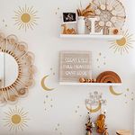 Boho Wall Stickers for Kids DIY Decorative Art Decor for Nursery,Kids Bedroom,Playroom,Girls Bedroom and for Living Room Wallpaper Decor Removable Vinyl Stickers Cute Sun Moon Star Wall Decals (P4)