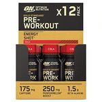 Optimum Nutrition Gold Standard Pre-Workout Energy Shot, Ready to Drink Food Supplement with Beta Alanine, Caffeine, PerforMelon Boost and Vitamin B6 and B12, Cola Flavour, 12-Pack, 12 x 60 ml