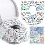 Toilet Seat Covers Disposable for Kids and Adults, YIHATA 20 Pack Extra Large Waterproof Toddler Potty Training Toilet Cover Individually Wrapped Potty liners for Public Restroom, Travel(Dinosaur)