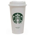 Starbucks White Reusable Plastic Travel Mug/Cup/Tumbler Grande Medium, 16oz 473ml