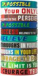 QEERBSIN 12 Pack Motivational Wristbands for Men, Women & Teens, Inspirational Silicone Bracelets Unisex Adult Wristbands