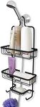 Splash Home Setup Shower Caddy Bathroom Hanging Head Two Basket Organizers Plus Dish for Storage Shelves for Shampoo and Soap, Oil Rubbed Bronze