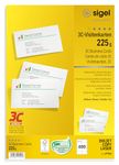 SIGEL LP796, 85x55 mm (A4), Business Cards, 3C, smooth cut all around, 225 gsm, printable, bright White, 400 Piecesequal to40 sheets