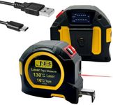 JNB Pro 2 in 1 Digital Tape Measure with Laser, 130ft/40m Laser Distance Meter Display on Backlit LCD + 16ft/5m Autolock Retractable Measuring Tape, Heavy Duty Laser Tape Measure - m,ft, in