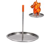 Vertical Skewer Stainless Steel Chicken Roaster Stand Barbecue Grilling Rack with Drip Tray for Steak, Chicken, Fish, Meat