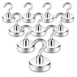 Neosmuk Magnetic Hooks, Heavy Duty Earth Magnets with Hook for Refrigerator, Extra Strong Cruise Hook for Hanging, Magnetic Hanger for Curtain, Grill(Pack of 10)