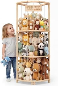 Corner Stuffed Animal Storage Tower, Large Wooden Plush Toy Storage Zoo, Arc Corner Display for Nursery & Playroom, Vertical Stuffed Animal Holder for Plushies, Teddy Bears & Toys with Wall Anchors