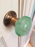 Chattels Beautiful Pair of Large Contemporary/Retro Round Mint Green Smooth Bubble Glass Antique Bronze Brass Mortice Door Knobs/Handles BDK-MG-AB