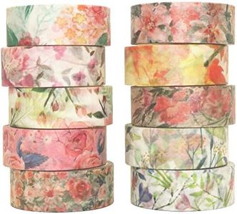 Yubbaex 10 Rolls Spring Flowers Washi Tape Set Masking Decorative Tapes (Warm Tone)
