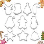 10pcs Cookie Cutters, Cookie Cutter Shapes Christmas Cookie Cutters Snowman Christmas Tree Christmas Socks for Baking Pastry Biscuit Cookie Christmas Celebration Birthday Party