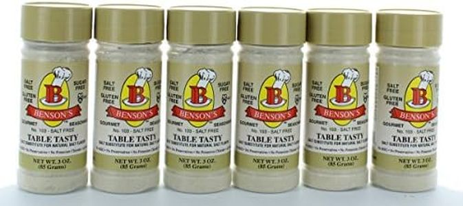 Bensons - 6-Pack Table Tasty No Potassium Chloride Salt Substitute - 6 Plastic Bottles With Shakers (3 oz) (Pack of 6)