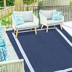 Ogrmar 6x9 FT Reversible Mats, Outdoor Rug for Patio Clearance, Waterproof Carpet, Plastic Straw Rug for Indoor Outdoor, Floor Mat&Rug for RV Porch Camping Backyard Deck Balcony Beach Trailer (Blue)