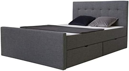Homestyle4u 1979, Bett Polsterbett 120x200 mit Bettkasten 2 Schubladen Lattenrost Bettrahmen Bettgestell mit Stauraum Grau