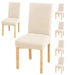 Styleys Elastic Chair Cover Stretch Removable Washable Short Jacquard Dining Chair Cover Protector Seat Slipcover (Pack of 6, Ivory, JCMC7)