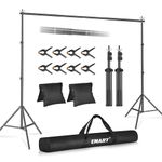 EMART Backdrop Stand 3x2.6m(WxH) Photo Studio Adjustable Background Stand Support Kit with 2 Crossbars, 6 Backdrop Clamps, 2 Sandbags and Carrying Bag for Parties Events Decoration