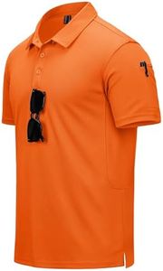 CRYSULLY Men's Polo Shirts 3 Button Quick Dry Performance Short Sleeve Tactical Shirts Jersey Golf Shirt Orange XL