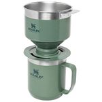 Stanley Camp Mug with Perfect Brew Pour Over Set - Keeps Hot for 1 Hour - 2 Hours Cold - Dishwasher Safe - Reusable Filter - Camping Mug with Coffee Maker - Hammertone Green