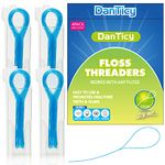 Floss Threaders, Deep Clean Dental Floss Threader for Braces, Bridges, and Implants 200PCS(4Pack),Blue