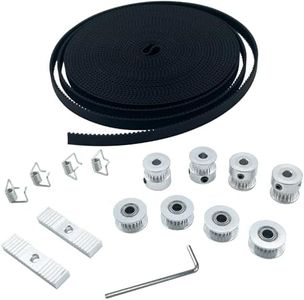 ANQUORA GT2 Timing Belt 6mm Width 5m + 4pcs 20 Teeth 5mm Bore Timing Belt Pulley + 4pcs Idler Pulley + 4pcs Tensioner Torsion Spring + 2pcs Gear Clamp Mount Block + Wrench