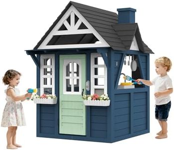 BTMWAY Kids Outdoor Playhouse with Play Kitchen, Ages 3-8, Fits 2-4 Kids