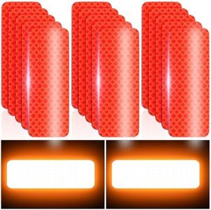 PHIXBEAR Super Reflection Flexible Reflective Stickers Made of 3M DG3, Safety Reflective Tape for Helmet Bike Car Mailbox, 20 Pcs Orange Red Reflective Tape Outdoor Waterproof 3.15" X 1.18"