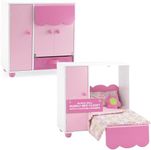 Emily Rose 18 Inch Doll Furniture | All in One Space Saving Murphy Doll Bed with Doll Closet and Doll Clothes Storage Bin | Fits 18" American Girl Dolls