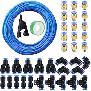 NORJIN 8mm OD 5mm ID Polyurethane PU Air Hose Pipe Tube Kit, 100ft/32M High Flexibility Pneumatic Tubing Air Line Tubing, Blue