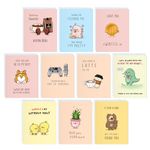 Cute Anniversary Card, Birthday Card, Her Him/Girlfriend Wife/Husband Boyfriend, Friendship Thank You Kawaii Greeting Card (10 Cards Box Set)