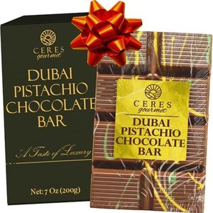 Dubai Chocolate Kunafa Pistachio Bar 7oz | Famous Dubai Chocolate Bar | Crispy Kunafe with Pistachio Paste | Gourmet Dessert Gift |Ideal Gift for All Occasions | Luxurious Chocolate Kunafa