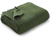 mimixiong Baby Blanket Soft Lightweight Knitted Blanket, Pram/Travel/Moses Basket Baby Blankets for Newborn Baby Boy Girls - 100 x 80 cm, Dark green