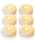 Homemory 100+ Hour Flameless Led Floating Candles, 3” Plastic Battery Operated Flickering Waterproof Tealights for Cylinder Vases, Centerpieces at Wedding, Party, Pool, Holiday (Warm White, 6 Pack)