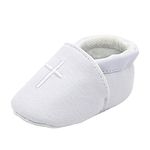 ESTAMICO Baby Boys Baptism Shoes Premium Soft Sole Infant Prewalker Toddler Sneakers, 0-3 Months White