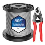 500FT 1/8'' Stainless Steel Cable with a Cutter, Premium T316 Aircraft Cable Kits, 7x7 Strands Construction Braided Stainless Wire, 1/8 inch Wire Rope Cable for Stair Fence Deck Cable Railing System