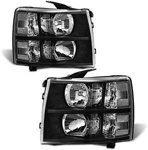 ADCARLIGHTS Compatible with 2007 2008 2009 2010 2011 2012 2013 2014 Chevy Silverado Headlights Black Housing Clear Reflector Driver and Passenger Side