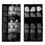 OxbOw 30 Pocket Double Sided Hanging Closet Organizer for Wardrobe, Socks Organizer for Wardrobe, Wardrobe Organizer for Clothes, Bra, Underwear, Closet, Undergarments (Black, Pack of 2, 78 X 40Cm)