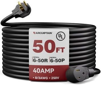 ARCCAPTAIN 40Amp 50ft Welder Extension Cord 8 AWG [UL Listed], 250V NEMA 6-50 Heat-Resistant Welding Cord 3 Prong for MIG/TIG/MMA Welder, Plasma Cutter