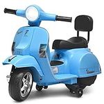 COSTWAY Kids Ride on Motorcycle, 6V Electric Riding Toy with Training Wheels, LED Lights, Music & Horn, Battery Powered Motorbike for Toddler Ages 3+ (Blue)