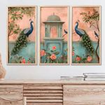 Kalit Kala Paintings for wall decoration with frame | Paintings for living room, bedroom | Set of 3 | 10 X 19 Inches | Pichwai Wall Art Painting 2