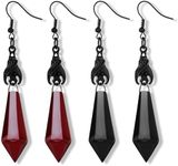 Sibba Gothic Bat Dangle Earrings 2 Pairs Crystal Gems Dangle Dark Punk Rock Studs Halloween Drop Earrings Red Black Animal Earrings Removable Ear Studs Jewelry Costumes Accessories for Women Party,