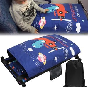 Toddler Airplane Travel Bed with Quilt Airplane Seat Extender Travel Bed Footrest Seat Extender for Kids Portable Footrest Hammock Kids Foot Leg Rest Hammock Cot Baby Travel Essentials (Style 1)