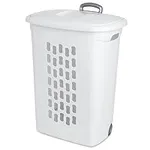 Wheeled Laundry Hamper White with R