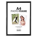 ASAB Pack of 1 A4 Frame Wall Hanging Hooks Flat Classic Design A4 Picture Frame with Quick Photo Insertion Clear Acrylic Display for Table Top A4 Picture Frame for Home and Office (Black)