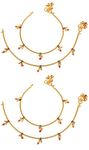 AanyaCentric Combo of 2 Pair Gold Plated Alloy Anklets Bracelet