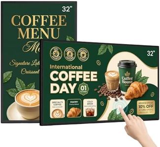 LumaVue 32-Inch Wall Mount Digital Signage, 10-Point Touch FHD Commercial Display with 350 Nits Brightness, with Android 14, 4GB + 32GB for Advertising, Menus, & Business Info, HDMI/USB/WiFi