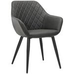 WOLTU 1 X Dining Chair Anthracite Kitchen Reception Chair Faux Leather with Padded Seat,Chair with Arms and Back for Counter Lounge Living Room,BH251an-1