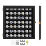 KCRasan Golf Ball Display Case Lockable - Golf Ball Holder Gift for Golf Enthusiasts - Golf Ball Display Rack Cabinet for Wall Mount with 98% UV Protection Acrylic Glass Door (Large-Black)