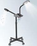 Kingsteam 2 in 1 Facial Steamer & 5X Magnifying Lamp, White, 60-Min Timer, Dual Steam & Nano Ionic Hot Mist for Facial Cleaning, 3-Level LED for Esthetician, Barbershop, Home Spa (Black)